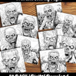 zombie coloring pages by happy colorist
