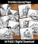 Ghost Train Coloring Pages Digital 50 Pack | Happy Colorist