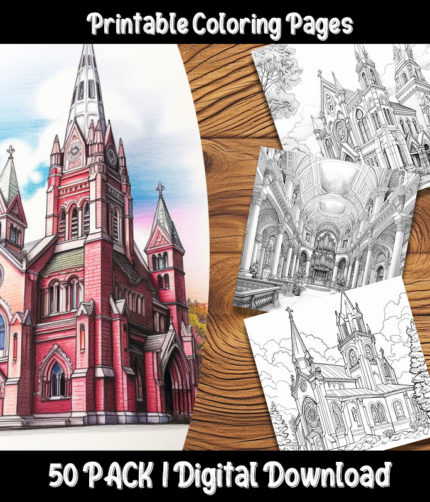 church coloring pages by happy colorist
