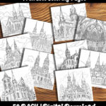church coloring pages by happy colorist
