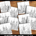 church coloring pages by happy colorist