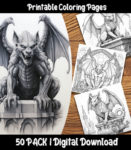 gargoyle coloring pages by happy colorist