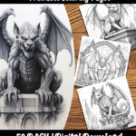 gargoyle coloring pages by happy colorist