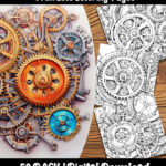 steampunk gears coloring pages by happy colorist
