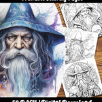 wizard coloring pages by happy colorist
