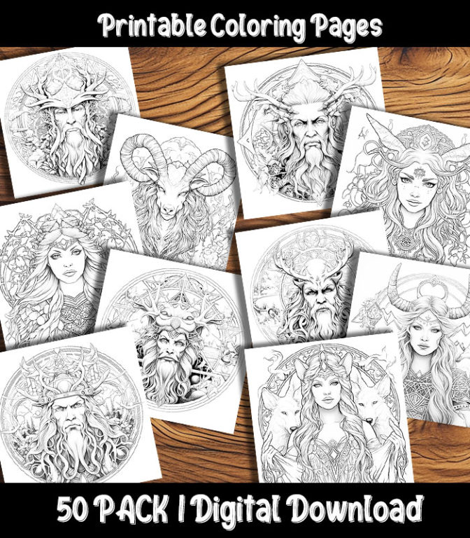 Pagan Coloring Pages Digital 50 Pack | Happy Colorist