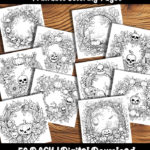 halloween wreath coloring pages by happy colorist