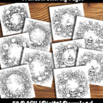 halloween wreath coloring pages by happy colorist