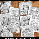 wizard coloring pages by happy colorist