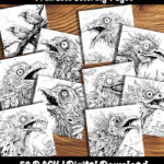 zombie bird coloring pages by happy colorist