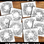 halloween wreath coloring pages by happy colorist