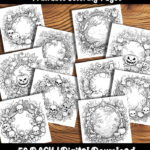 halloween wreath coloring pages by happy colorist