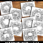halloween wreath coloring pages by happy colorist