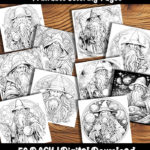 wizard coloring pages by happy colorist