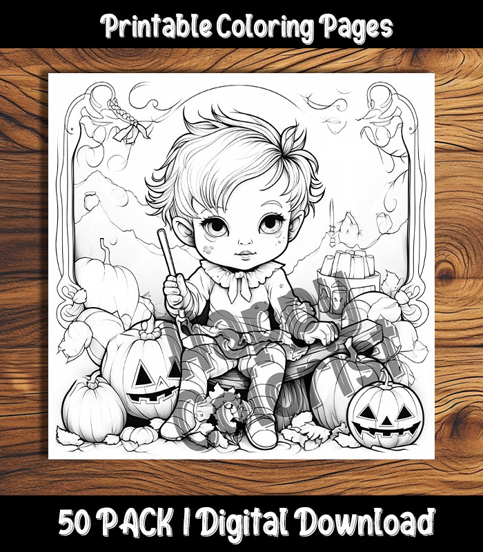 Halloween Toddlers Coloring Pages | Happy Colorist