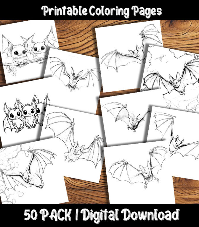 Bats Coloring Pages Digital 50 Pack Happy Colorist Bats Coloring Pages Digital 50 Pack Happy Colorist