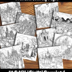 cemetery coloring pages by happy colorist