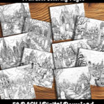 cemetery coloring pages by happy colorist