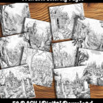 cemetery coloring pages by happy colorist