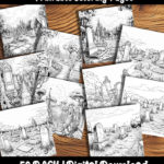 cemetery coloring pages by happy colorist