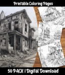 ghost town coloring pages by happy colorist