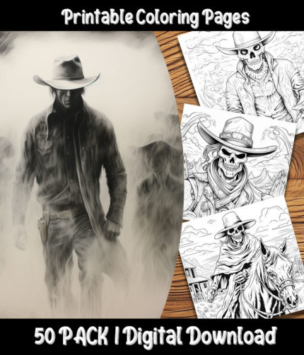 ghost cowboy coloring pages by happy colorist