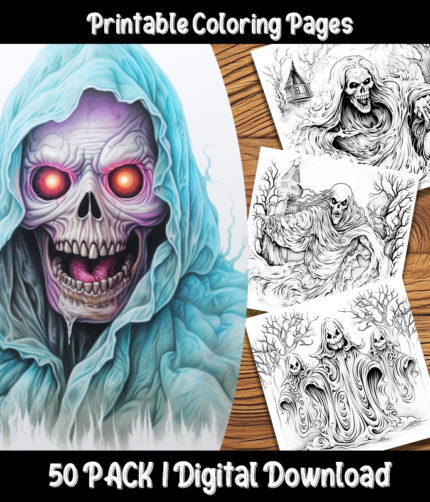 ghost coloring pages by happy colorist