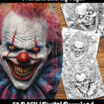 creepy clown coloring pages by happy colorist