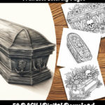 coffin coloring pages by happy colorist