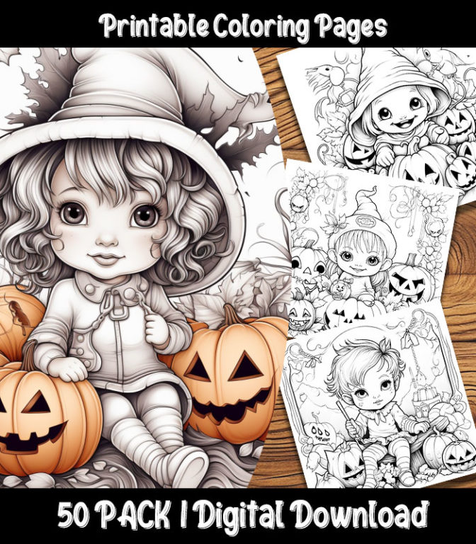Halloween Toddlers Coloring Pages | Happy Colorist