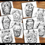 halloween jar coloring pages by happy colorist