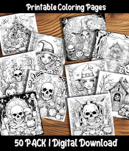 halloween coloring pages by happy colorist