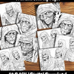 mummy coloring pages by happy colorist