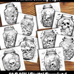 halloween jar coloring pages by happy colorist