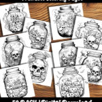 halloween jar coloring pages by happy colorist