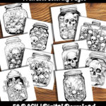 halloween jar coloring pages by happy colorist
