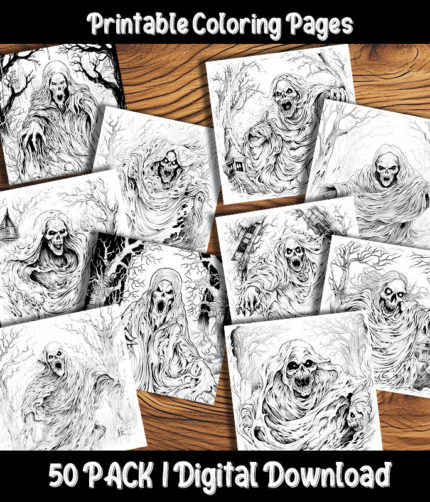 ghost coloring pages by happy colorist