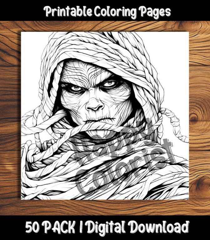 mummy coloring pages by happy colorist