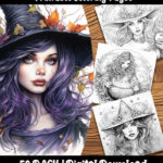 witches coloring pages by happy colorist