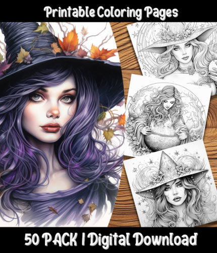 Halloween Coloring Pages Digital 50 Pack | Happy Colorist