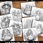 witches coloring pages by happy colorist