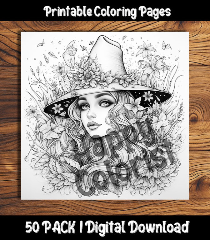 witches coloring pages by happy colorist