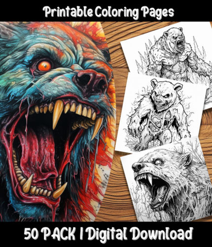 zombie bear coloring pages by happy colorist