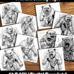zombie bear coloring pages by happy colorist