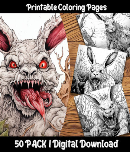 zombie bunny coloring pages by happy colorist