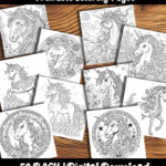unicorn coloring pages by happy colorist