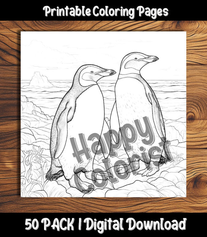 penguin coloring pages by happy colorist