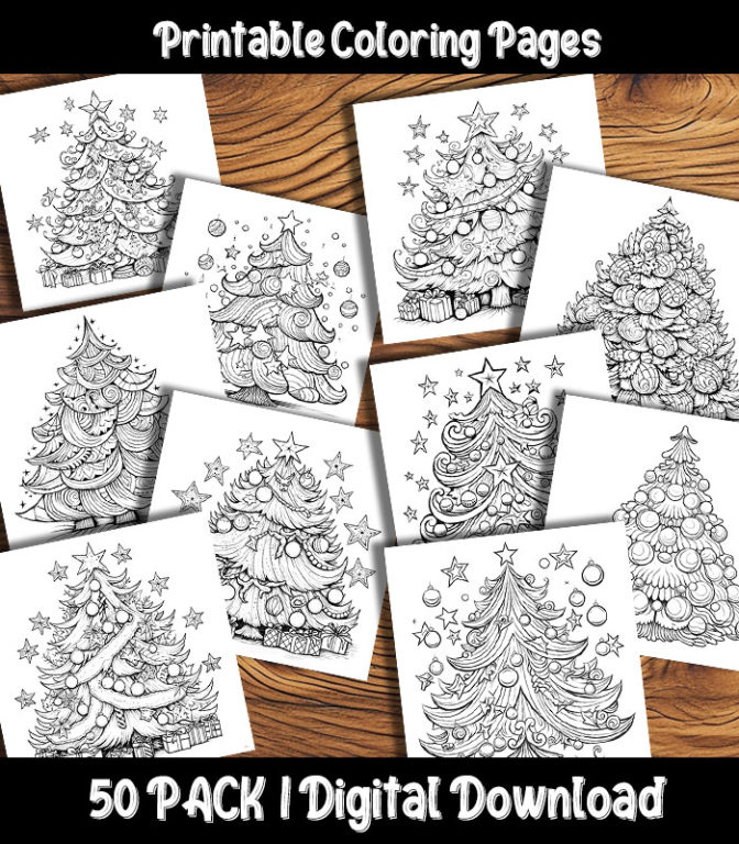 Christmas Tree Coloring Pages | The Happy Colorist