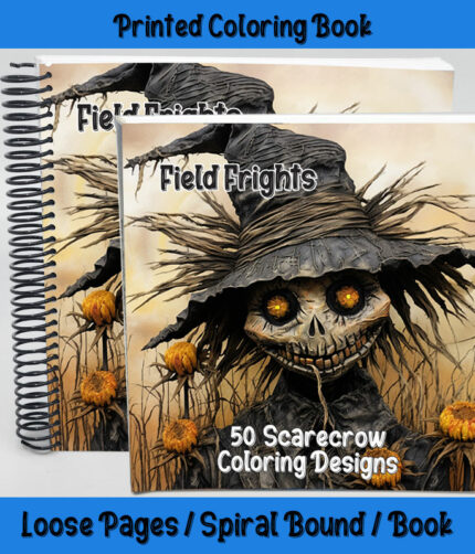 Field Frights coloring book of creepy scarecrows by happy colorist