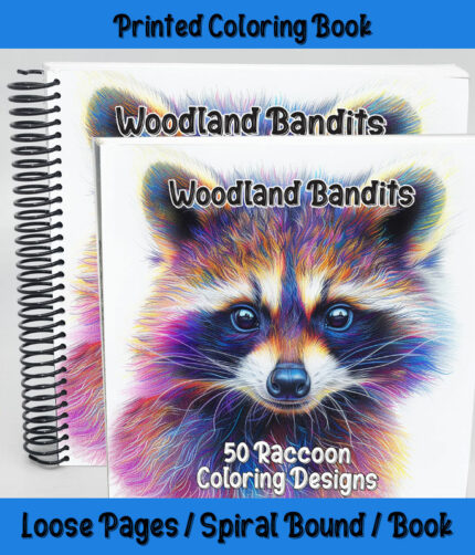 woodland bandits raccoon coloring book by happy colorist